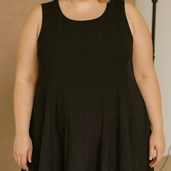 Lane Bryant Black Sleeveless Shift Dress Plus Size 28 Ruffle Hem Lined Zip Back - Picture 1 of 8